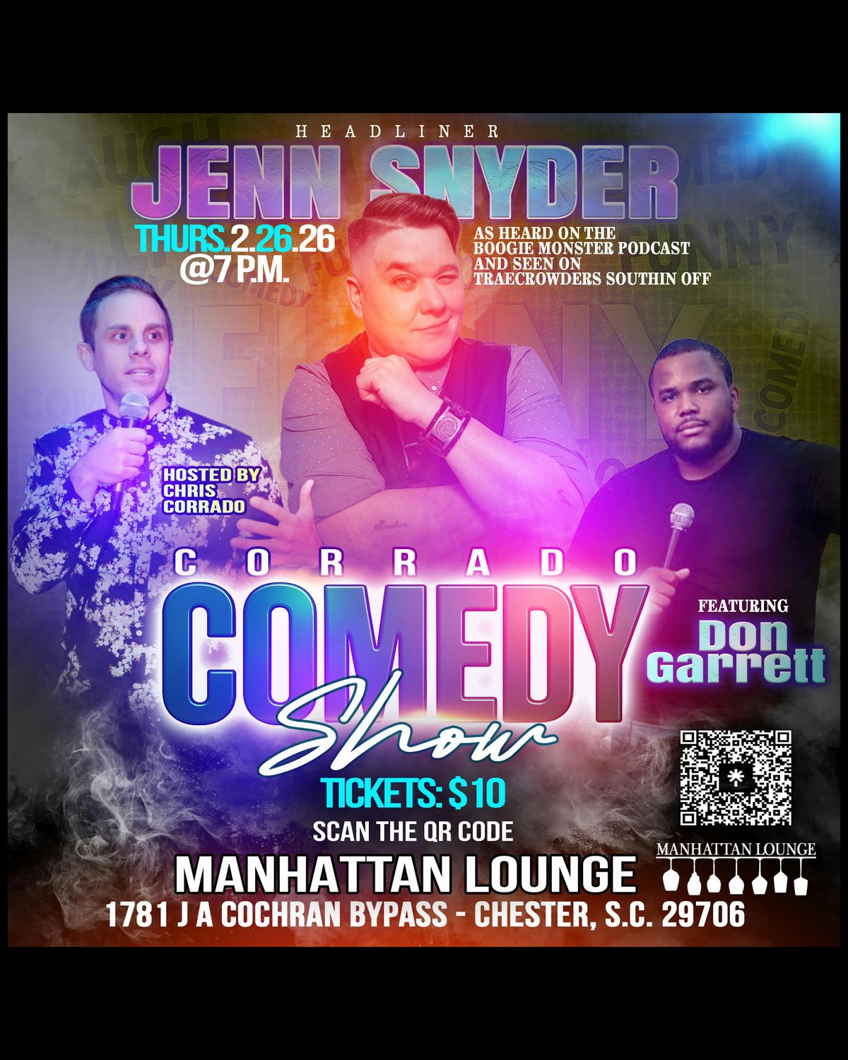 Corrado Comedy Show @ Manhattan Lounge: 2/26/26, 26 February | Event in Chester | AllEvents