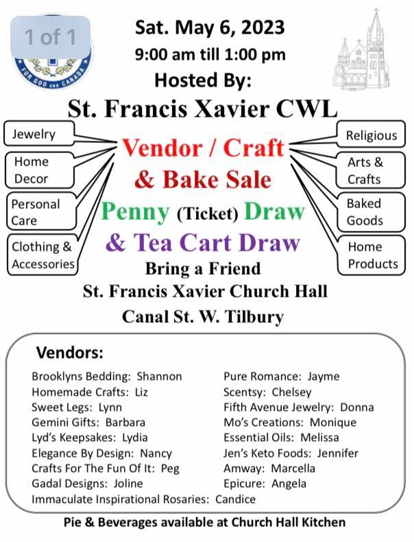 May Tea Vendor Show, Catholic Parishes of Tilbury St. Francis Xavier