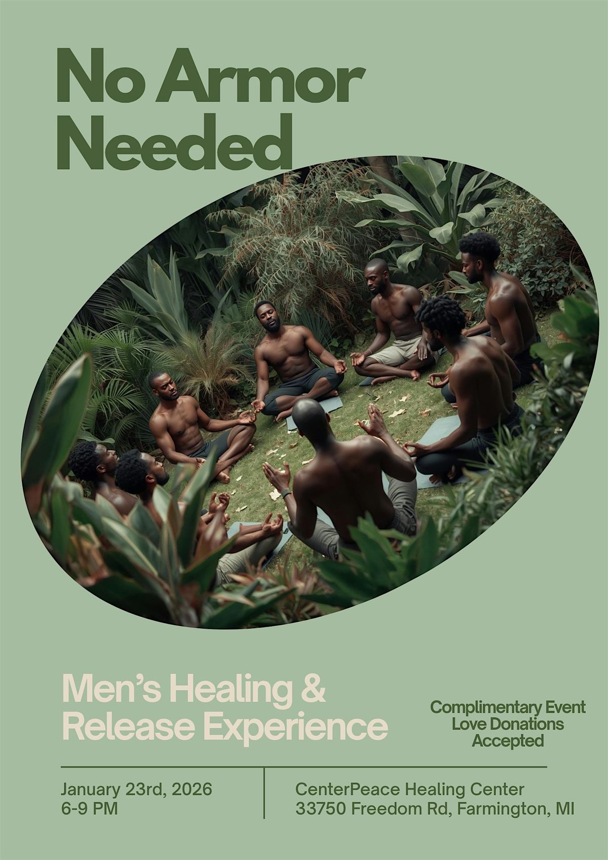 No Armor Needed Men’s Healing and Release Experience, 23 January | Event in Farmington | AllEvents