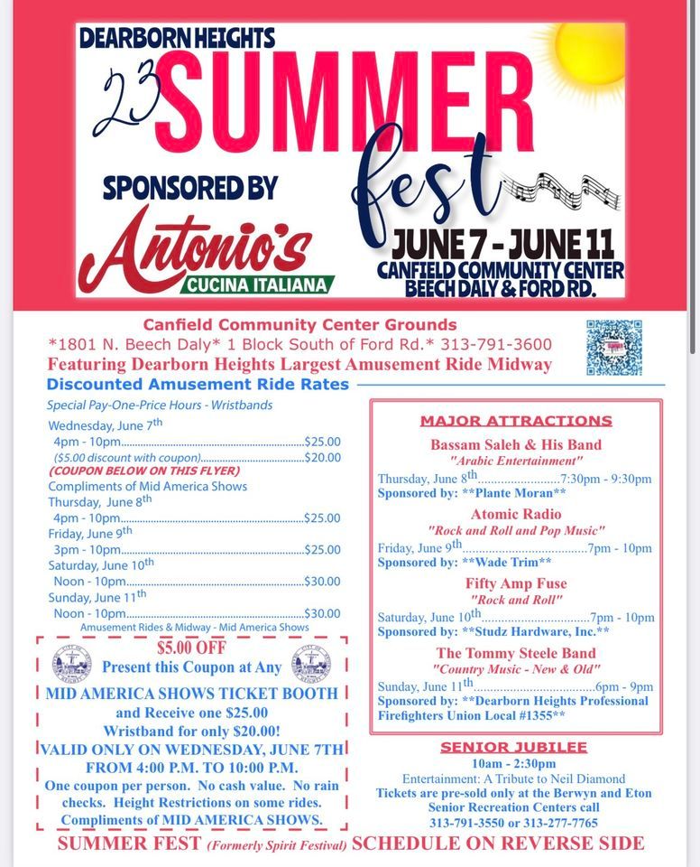 DEARBORN HEIGHTS SUMMER FEST 2025 , Canfield Community Center, Redford