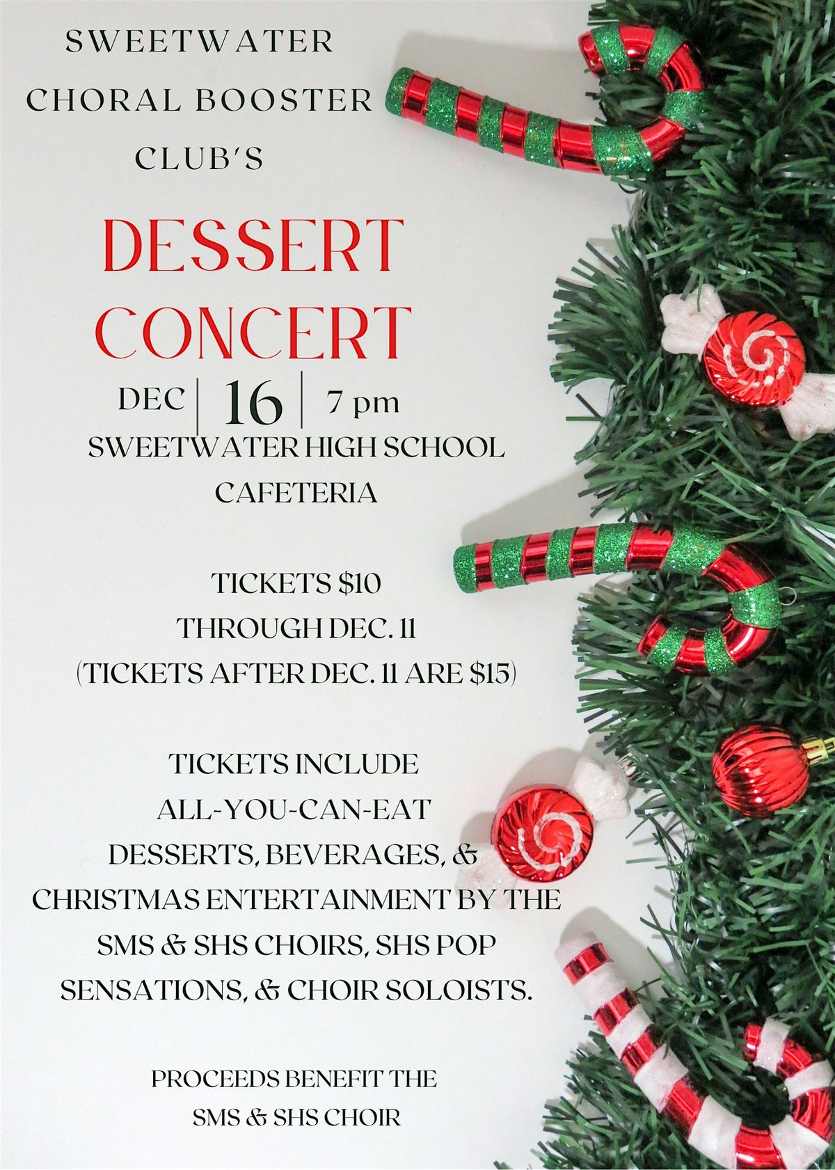 Sweetwater Choral Booster Club's Dessert Concert, 16 December | Event in Sweetwater | AllEvents
