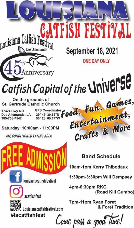 All Events In Des Allemands Today And Upcoming Events In Des Allemands Catfish Festival 2022