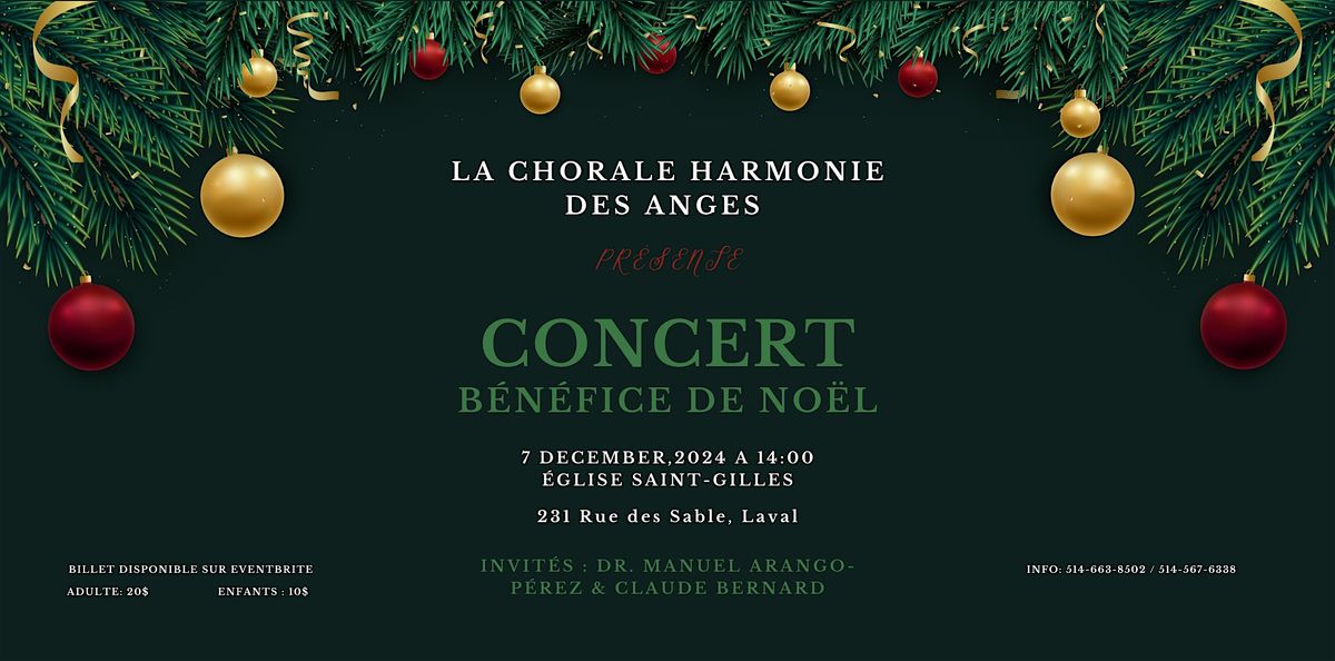 Concert Bénéfice de Noël, 7 December | Event in Laval | AllEvents