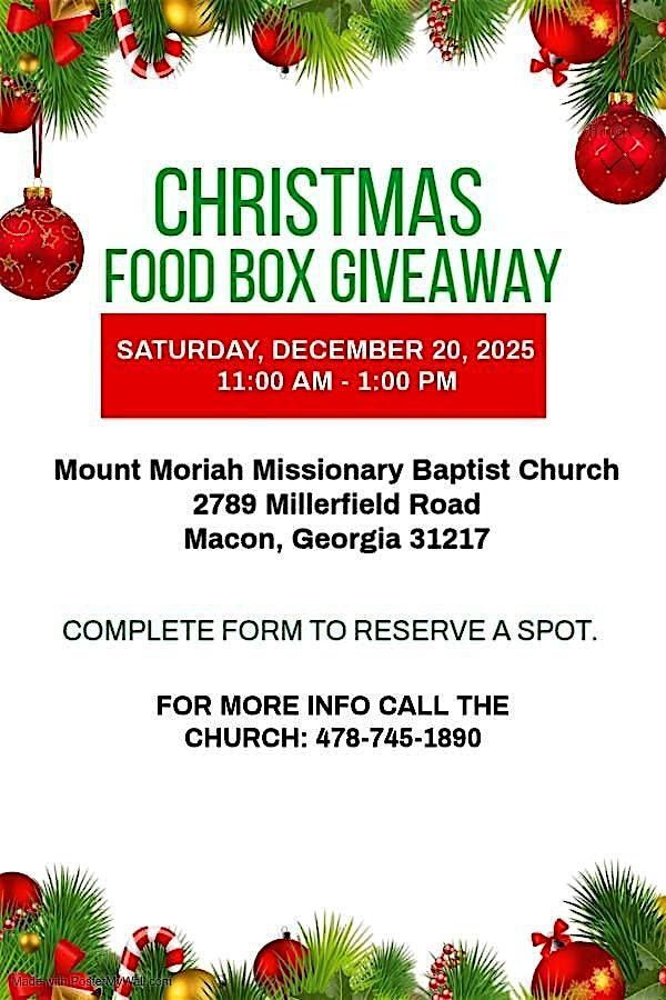 CHRISTMAS FOOD BOX GIVEAWAY, 20 December | Event in Macon | AllEvents