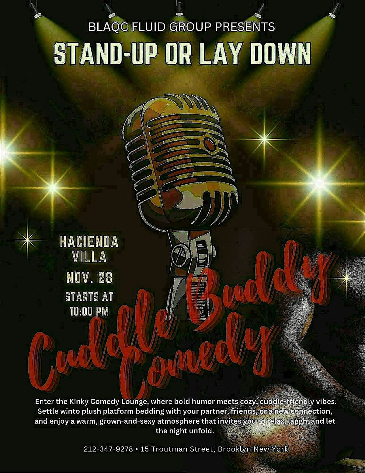 Stand up Lay down - Cuddle Buddy Comedy Show, 28 November | Event in Brooklyn | AllEvents