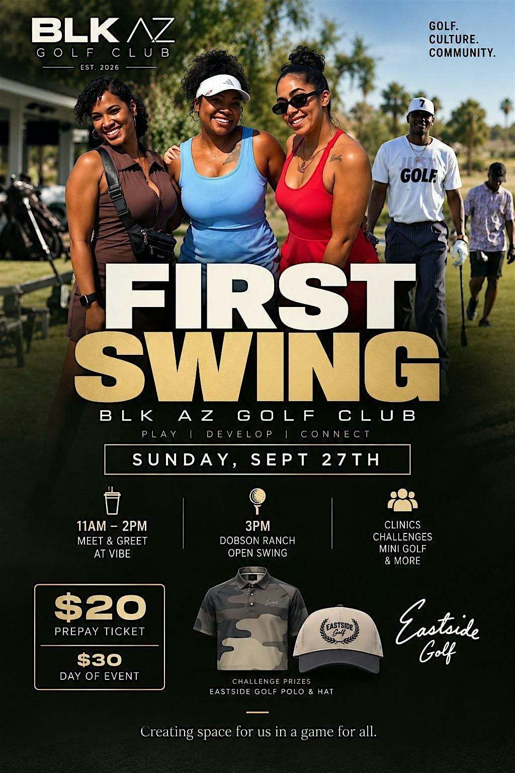 First Swing w/ Blk Az Golf Club, Vibe - Healthy Eats & Drinks