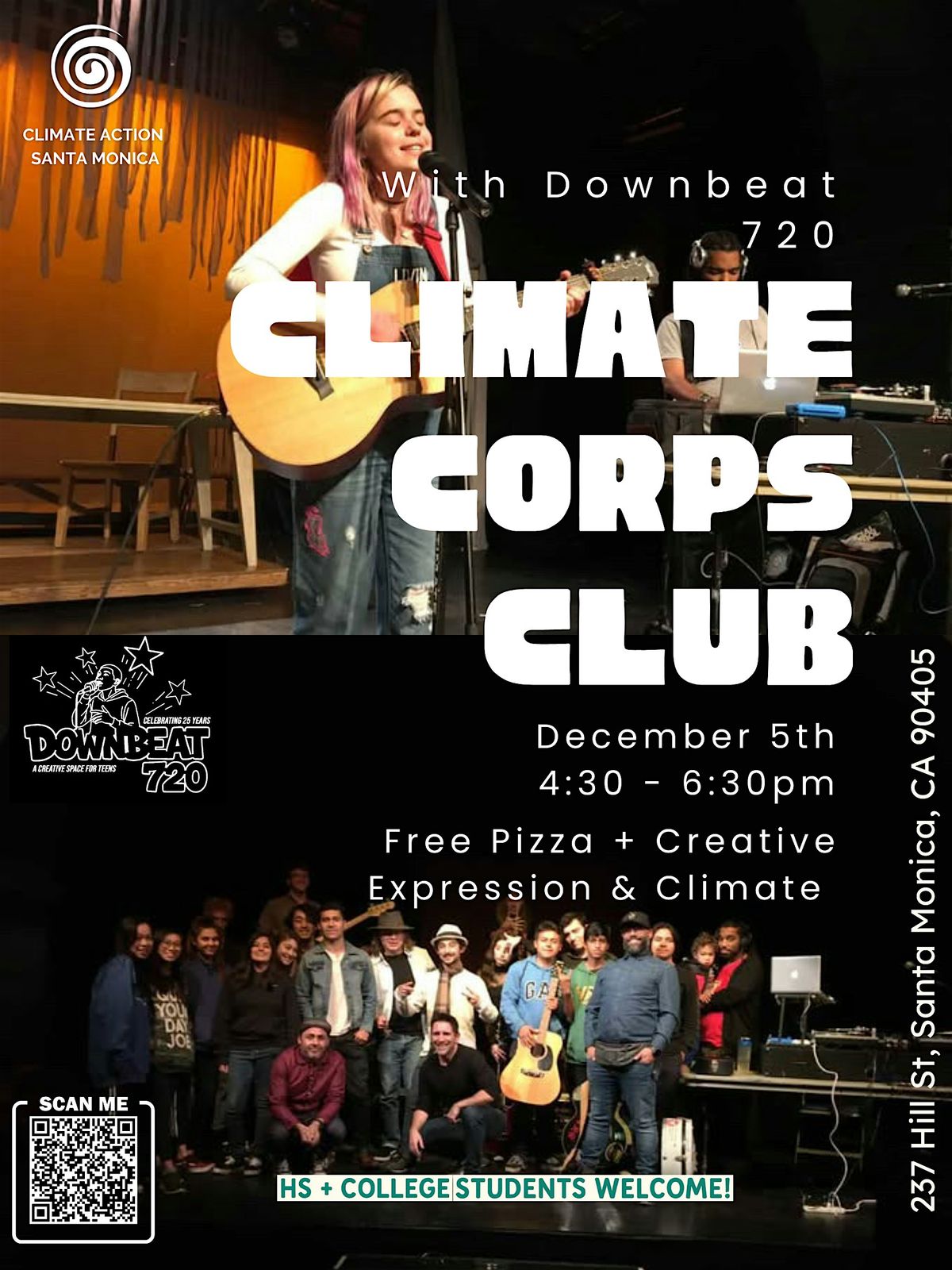 Climate Corps Club Special Event: Creative Expression with Downbeat 720, 5 December | Event in Santa Monica
