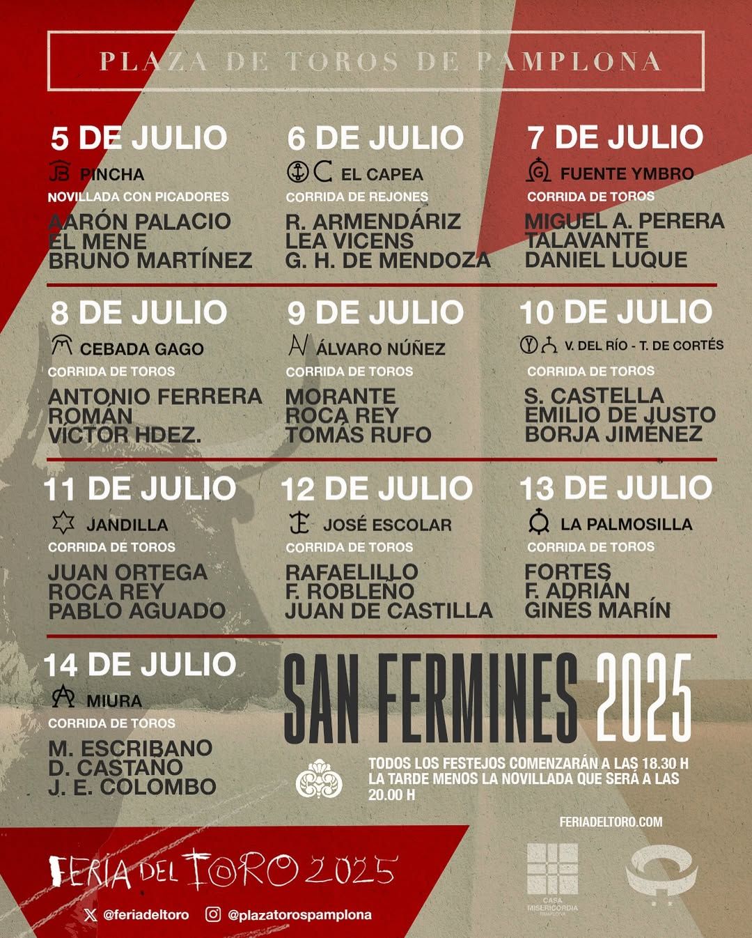 Bullfights San Fermin Pamplona 2025 - Fortes, Fernando Adrián & Ginés Marín Tickets, 13 July | AllEvents