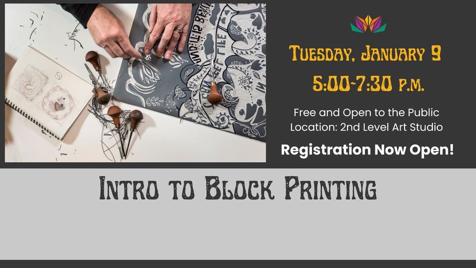 Intro to Block Printing, Frankfort Community Public Library, January 9