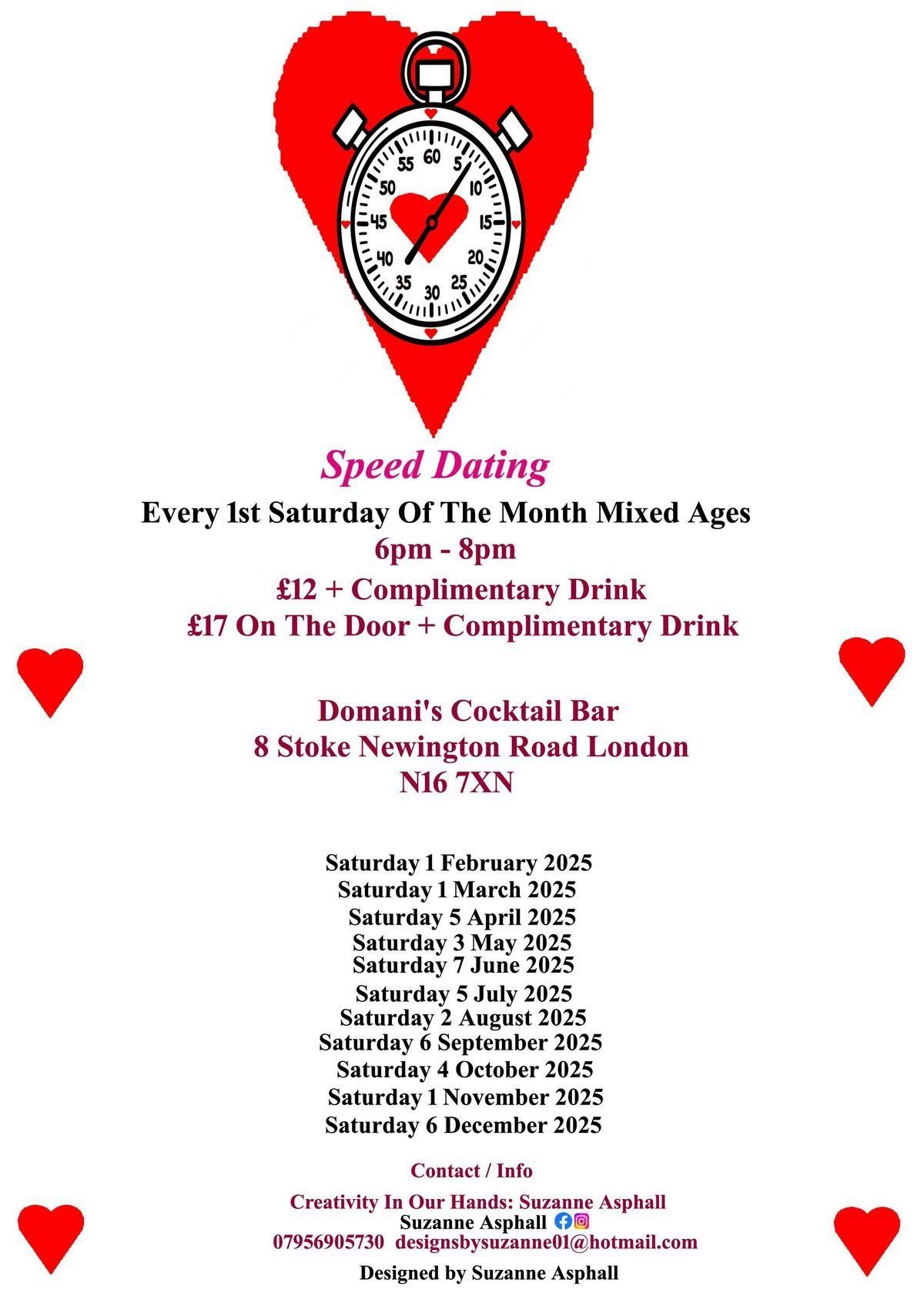 Speed Dating. Mixed Ages. From 18 years Onwards. Every 1st Saturday Of The Month., 7 June | Event in Leytonstone