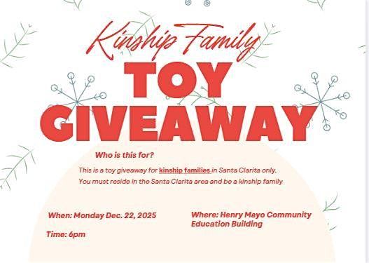 Santa Clarita Kinship Family Holiday Toy Giveaway, 22 December | Event in Santa Clarita | AllEvents