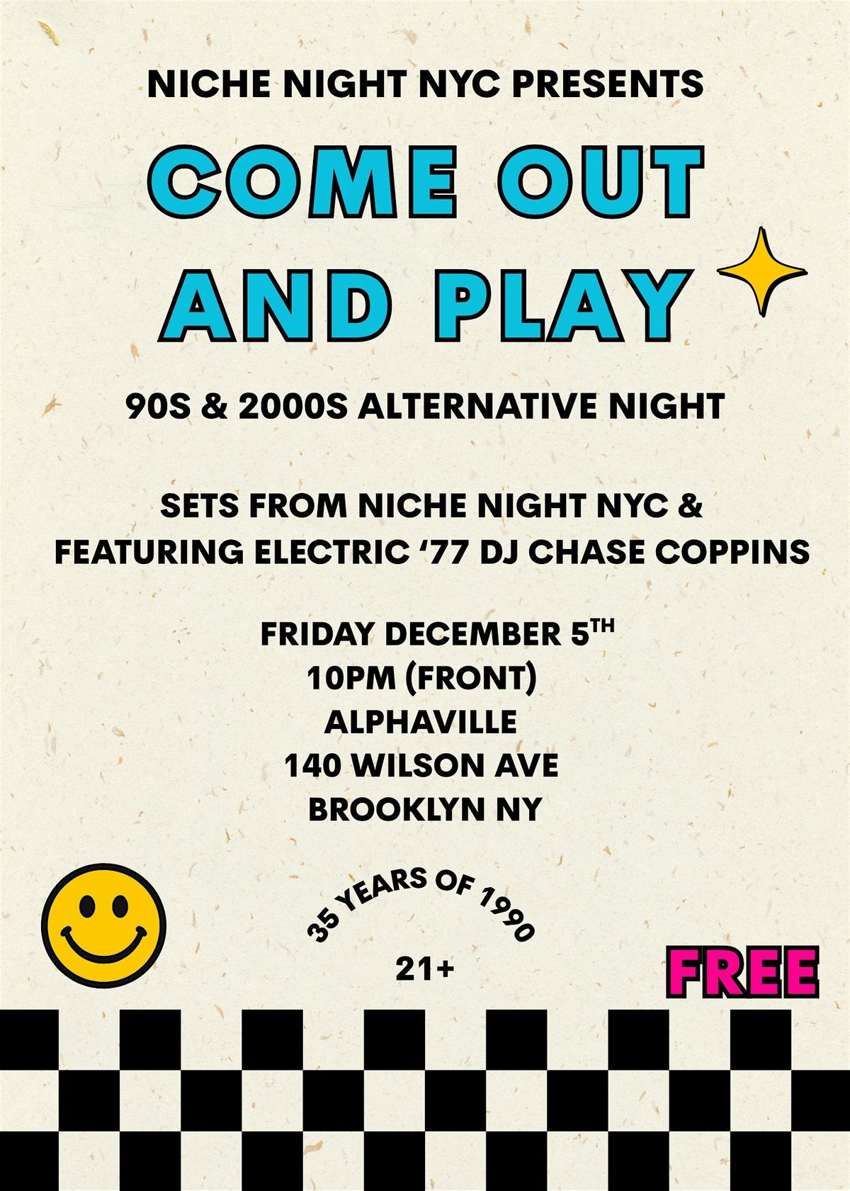 Niche Night NYC: Come out and Play! 90s & 2000s Alt Night, 5 December | Event in Brooklyn | AllEvents
