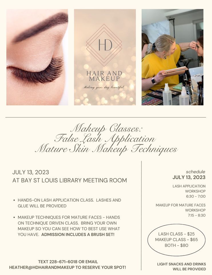 Lash and Mature Makeup Classes, Bay St Louis Public Library, Bay Saint