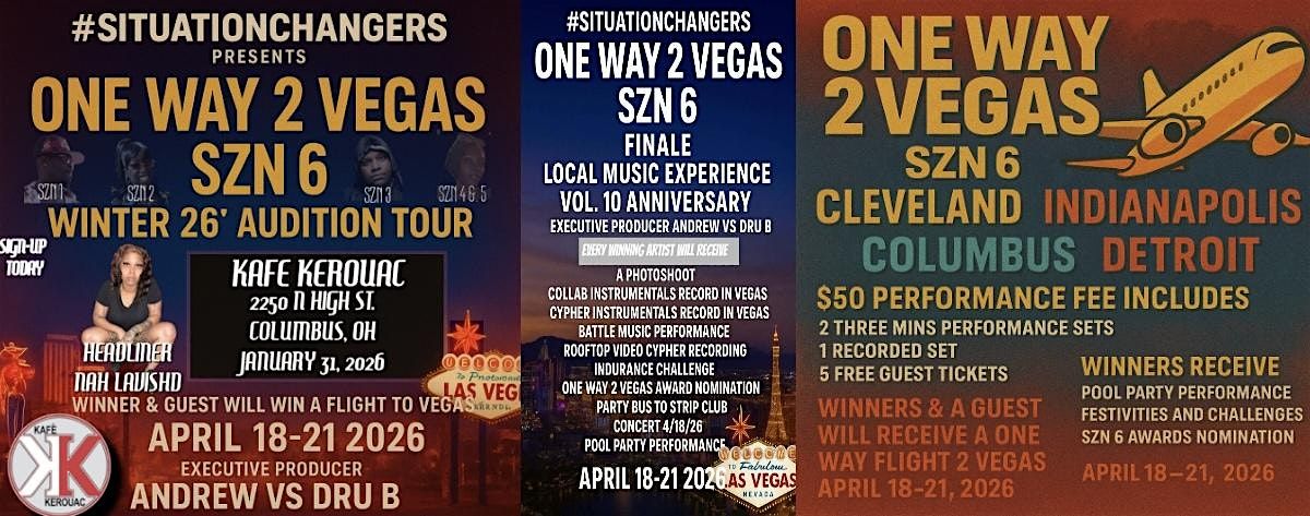 ONE WAY 2 VEGAS SZN 6 COLUMBUS AUDITION WINNER & GUEST TO BE FLOWN 2 VEGAS., 31 January | Event in Columbus