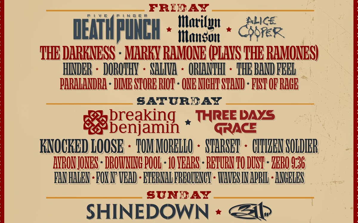 Parking Rocklahoma with Breaking Benjamin, Three Days Grace, Knocked Loose and more (Saturday Pass), 30 August