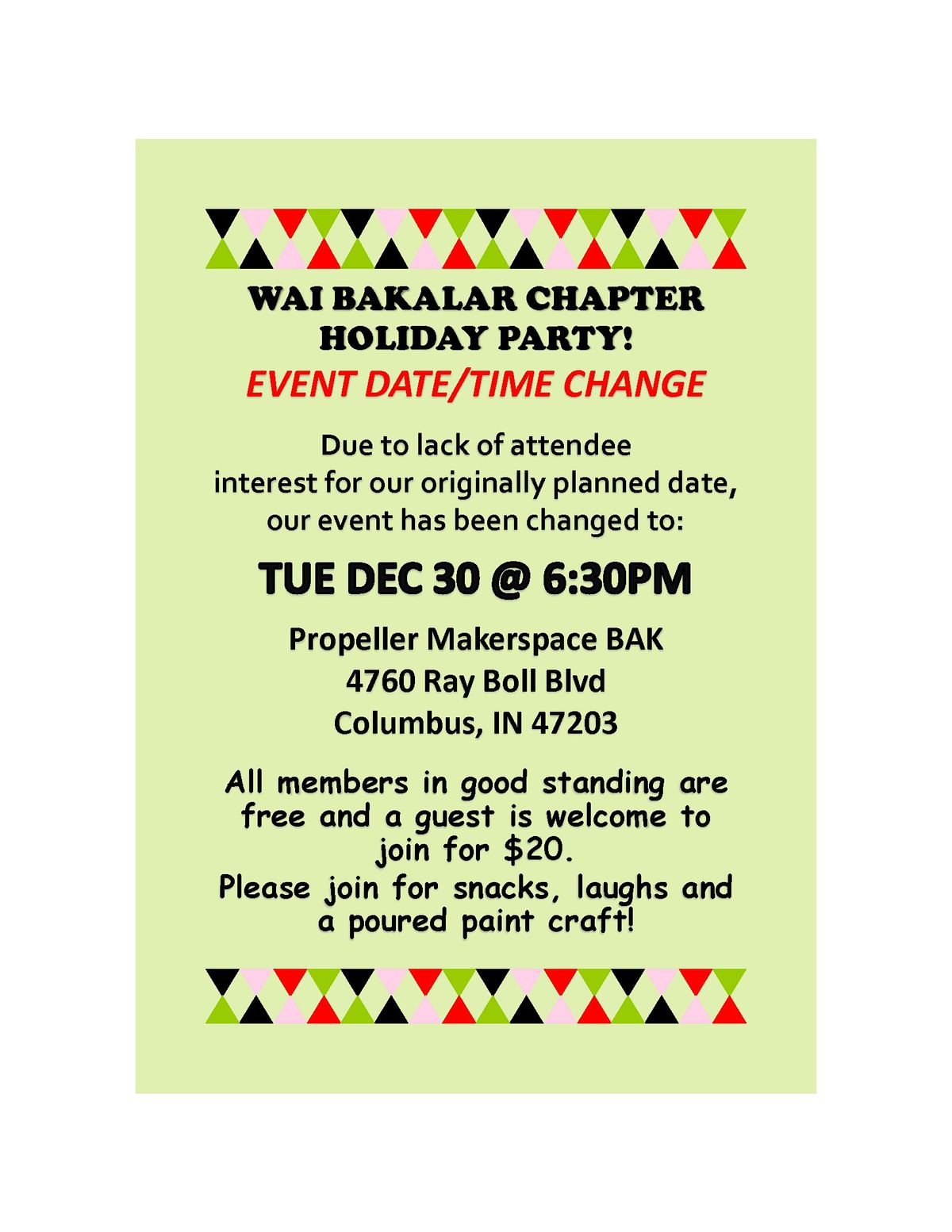 WAI Bakalar Chapter Holiday Party, 30 December | Event in Columbus | AllEvents