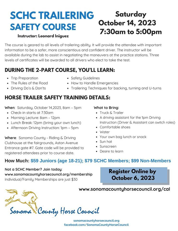 SCHC Trailering Safety Course, Sonoma County Fairgrounds, Santa Rosa