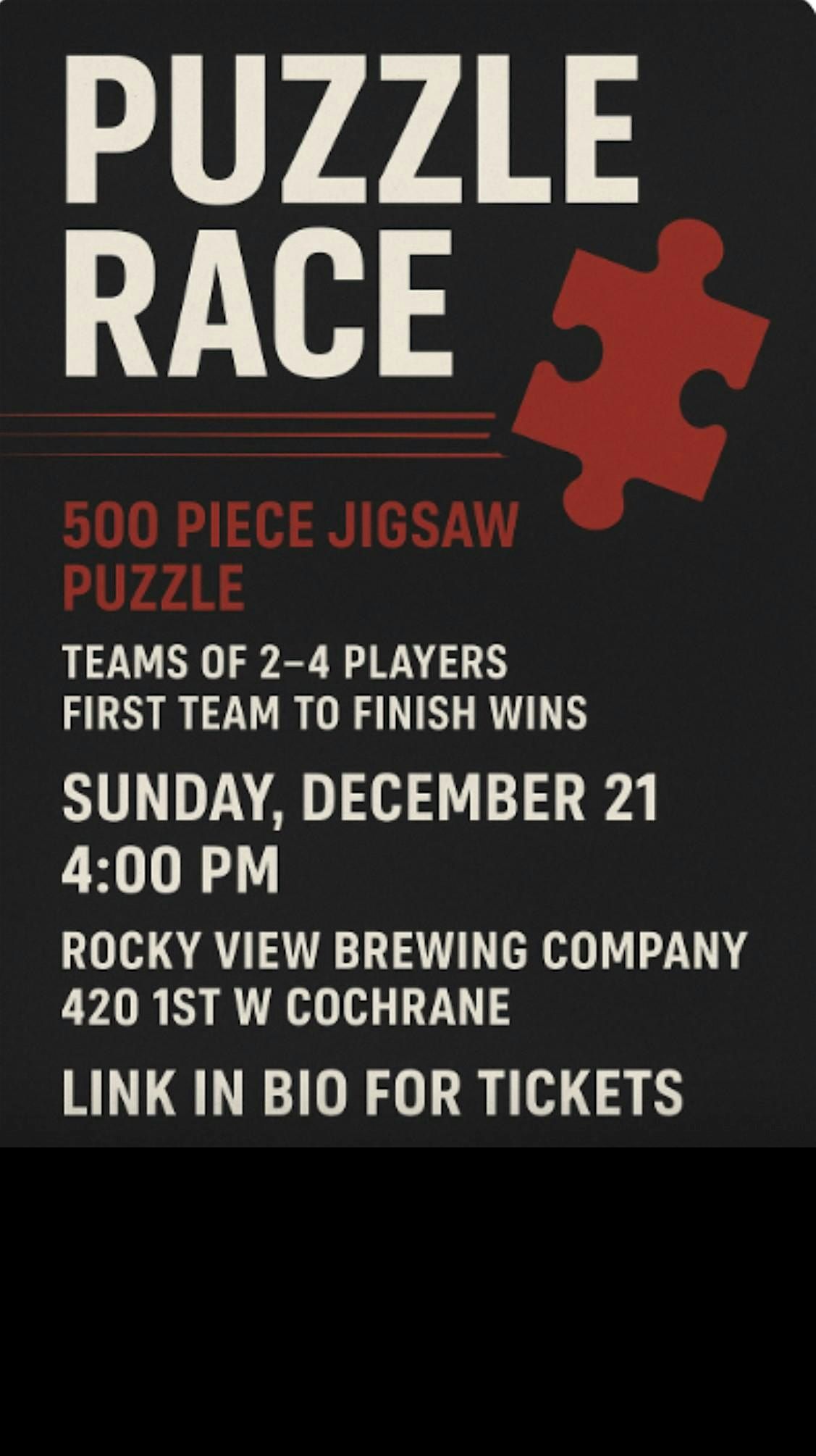 December Puzzle Race!, 21 December | Event in Cochrane | AllEvents