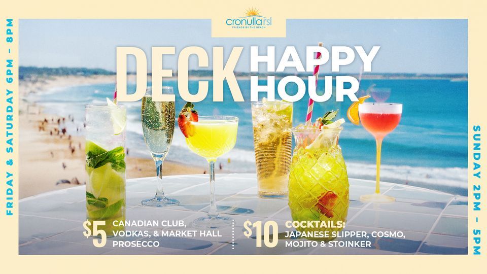 Deck Happy Hour, Cronulla RSL, Sutherland, 15 March 2024 | AllEvents