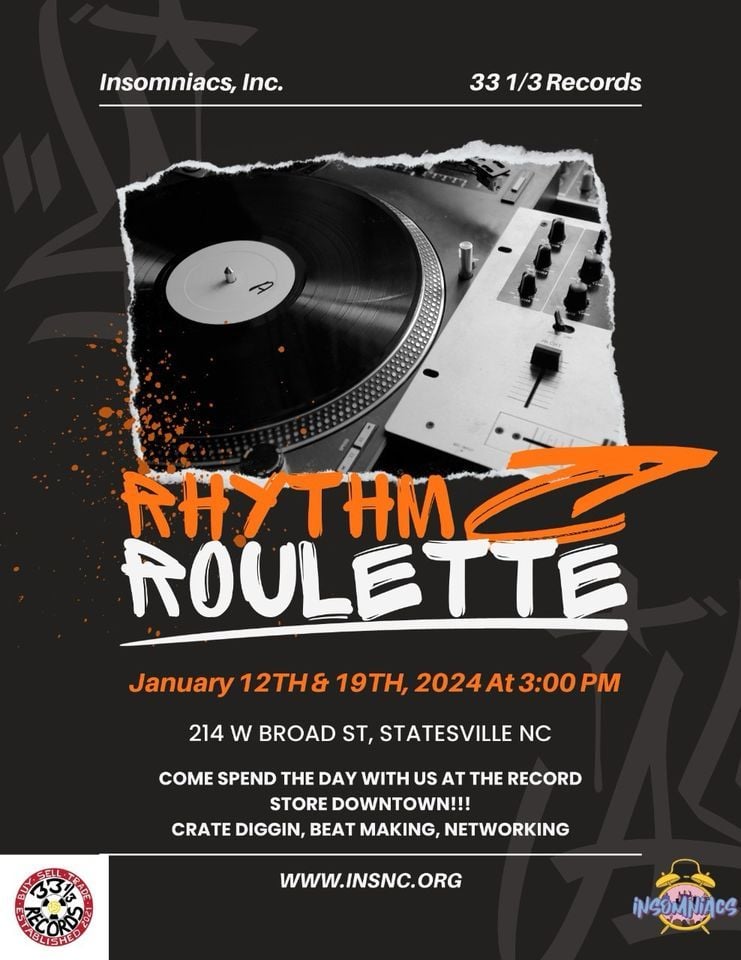 Rhythm Roulette, 331/3 Records, Statesville, 12 January 2024 | AllEvents.in