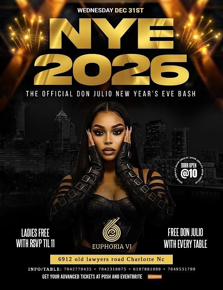 NYE 2026 AT EUPHORIA!, 31 December | Event in Charlotte | AllEvents