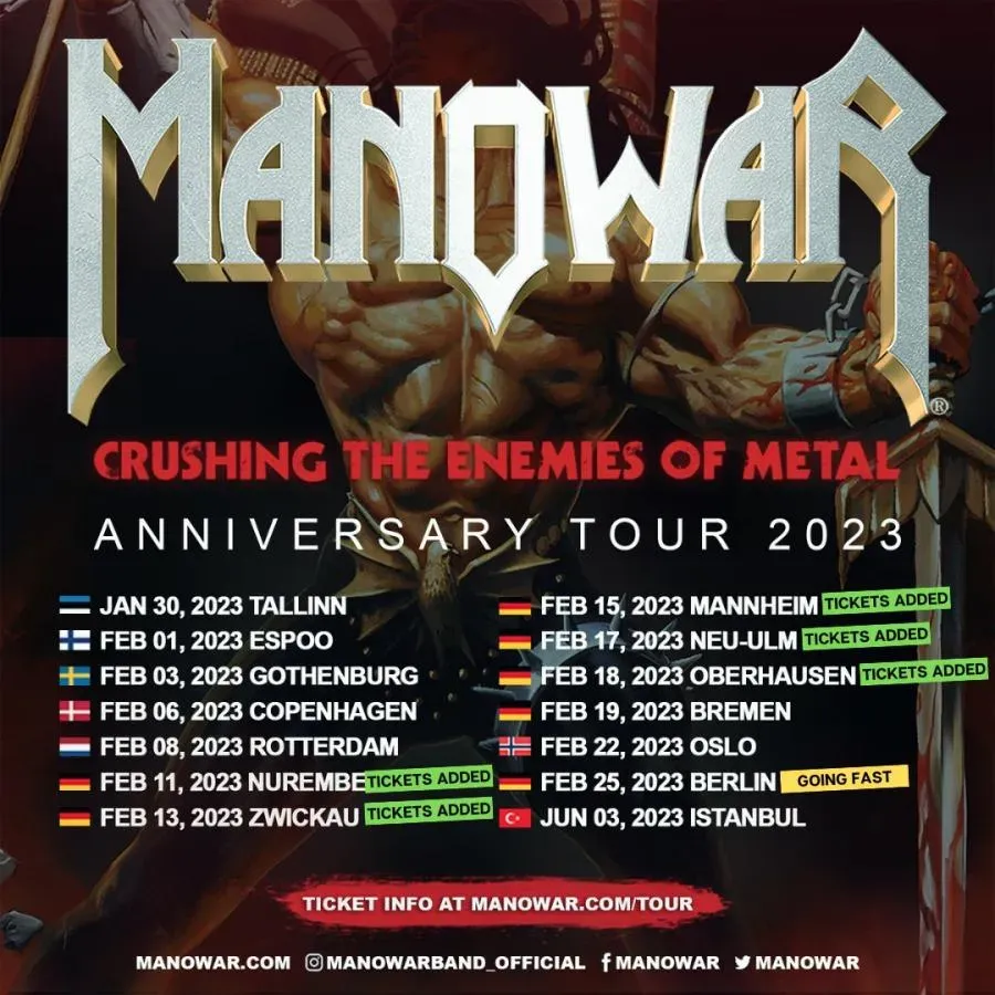 Manowar at O2 Academy Brixton, 19 July | Event in London | AllEvents