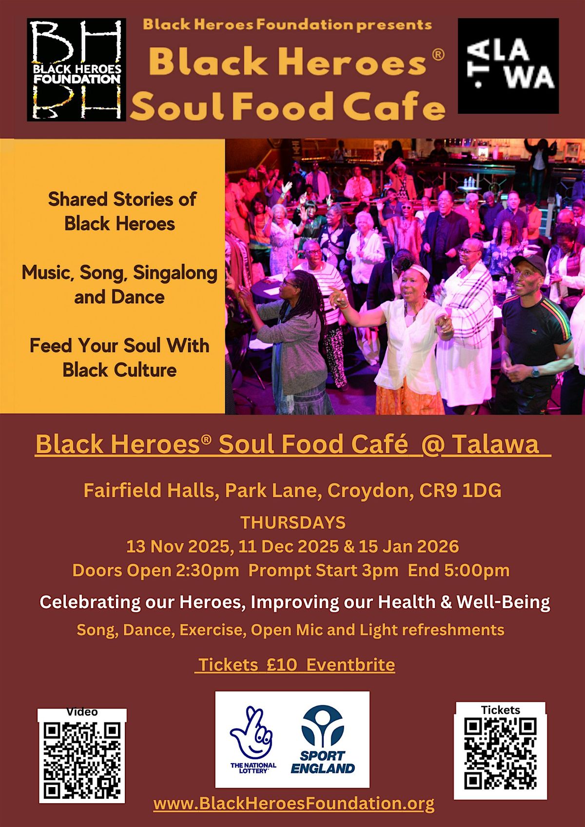 Black Heroes®  Soul Food Cafe @  Talawa Studios, Fairfield Halls 11th Dec, 11 December | Event in Croydon