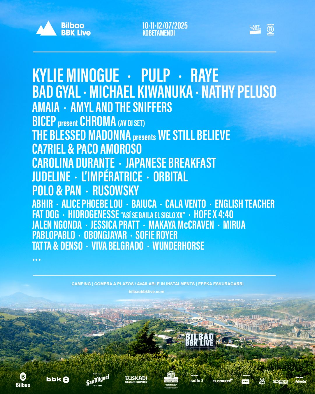 Bilbao BBK Live 2025 - 3-Day Pass - Kylie Minogue, Pulp, Raye and more Tickets, 10 July | Event in Bilbao