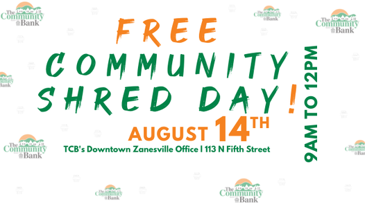 Free Community Shred Day 113 N 5th St Zanesville Oh 43701 3505 United States August 14 2021 Allevents In Free Shredding Events Columbus Ohio 2022