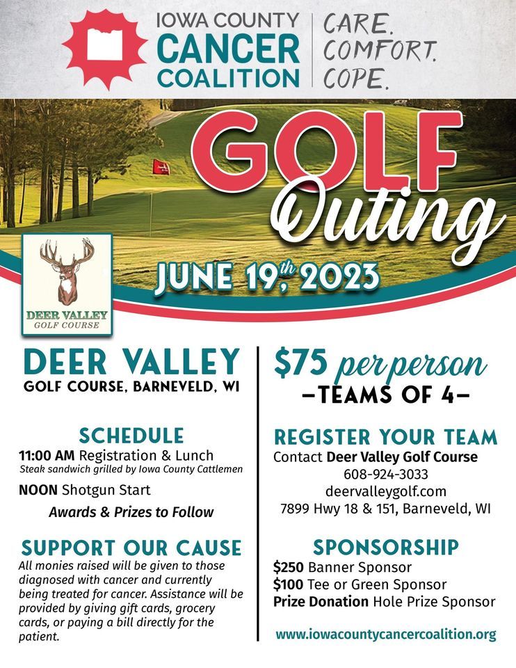 2nd Annual Golf Outing, Deer Valley Golf Course, Barneveld, 19 June