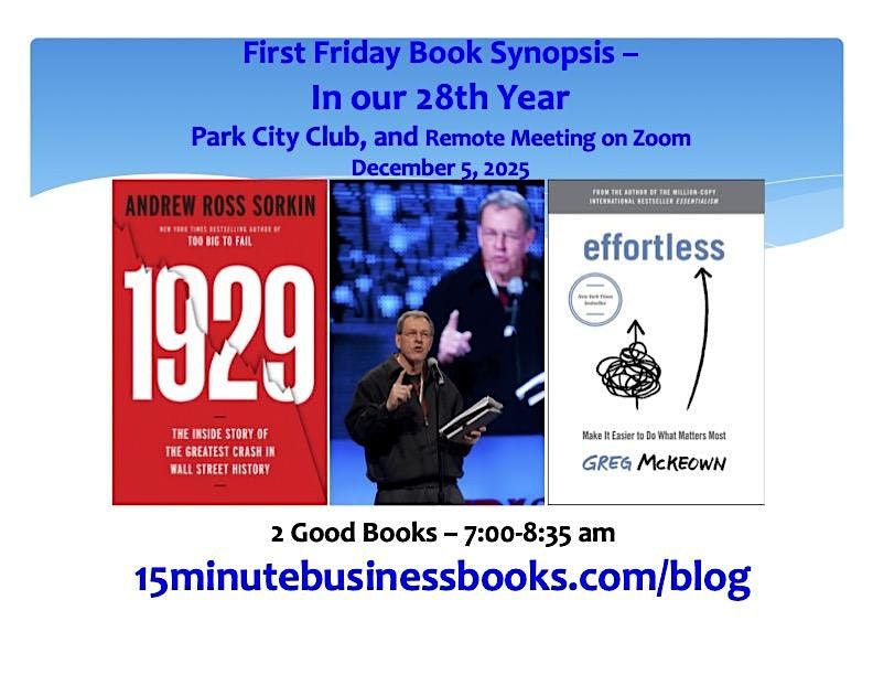 First Friday Book Synopsis, Friday, December 5, 2025, 5 December | Event in Dallas | AllEvents