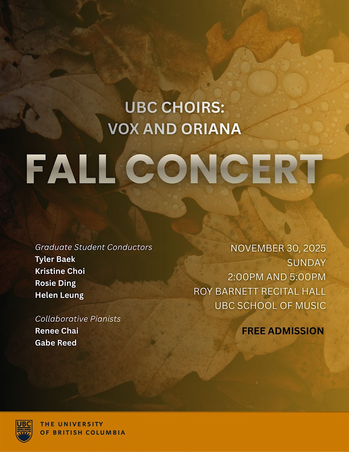 VOX & ORIANA: Fall Concert 5PM Show, 30 November | Event in Vancouver | AllEvents