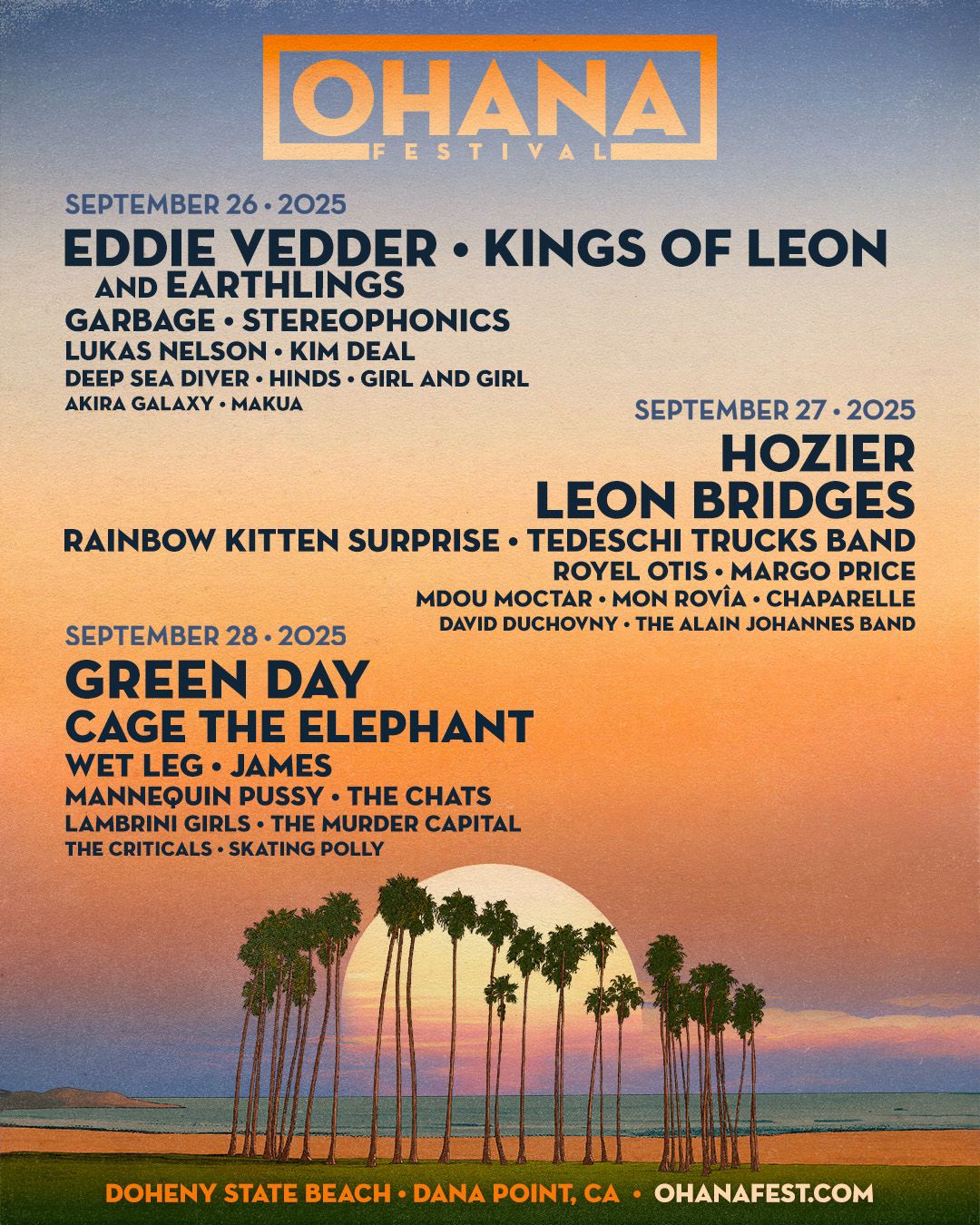 Ohana Music Festival: Eddie Vedder & Kings of Leon - Friday Pass, 25 September | Event in Dana Point | AllEvents