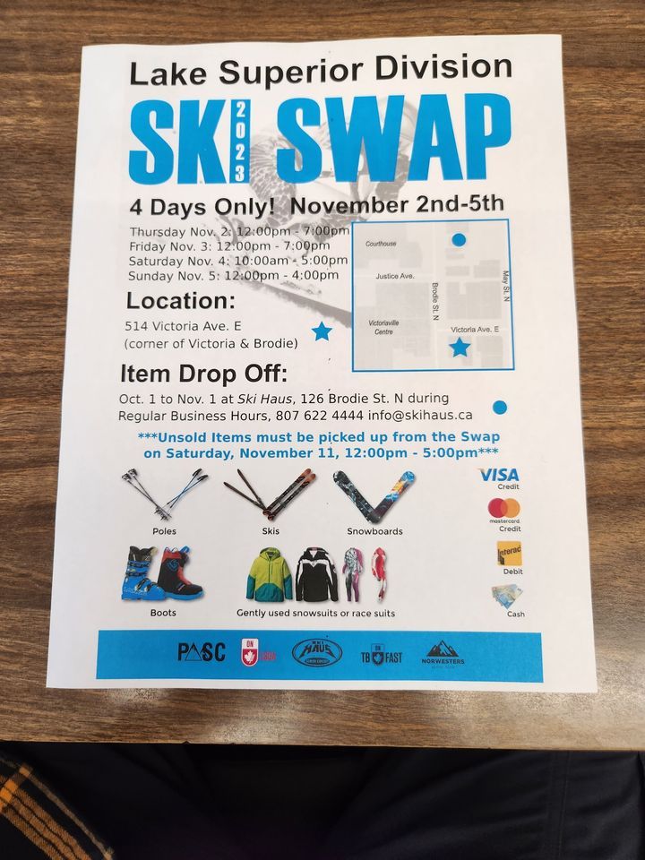 The Ski Swap 2023, 516 A Victoria ave east thunder bay, 2 November to 5 November AllEvents.in