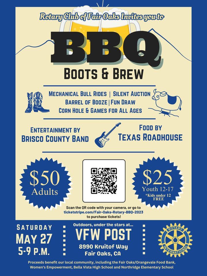 BBQ, Boots & Brew, VFW Post 6158, Fair Oaks Center Township, May 27