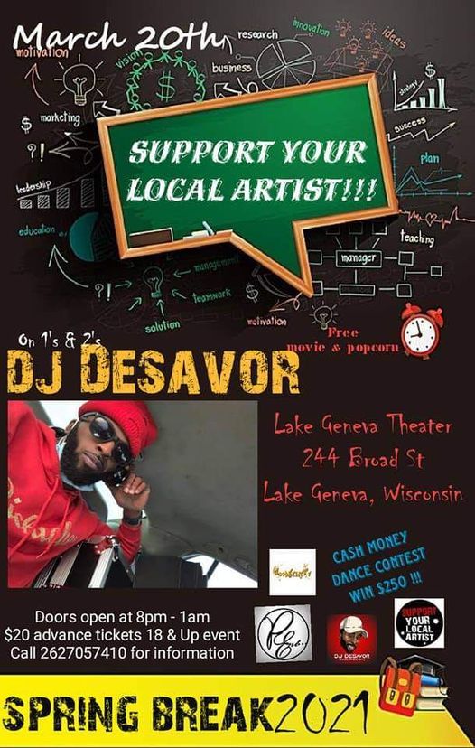 Support Your Local Hip Hop Artist Geneva Theater Lake Geneva March 20 To March 21 Allevents In Lake Geneva Calendar Of Events 2022