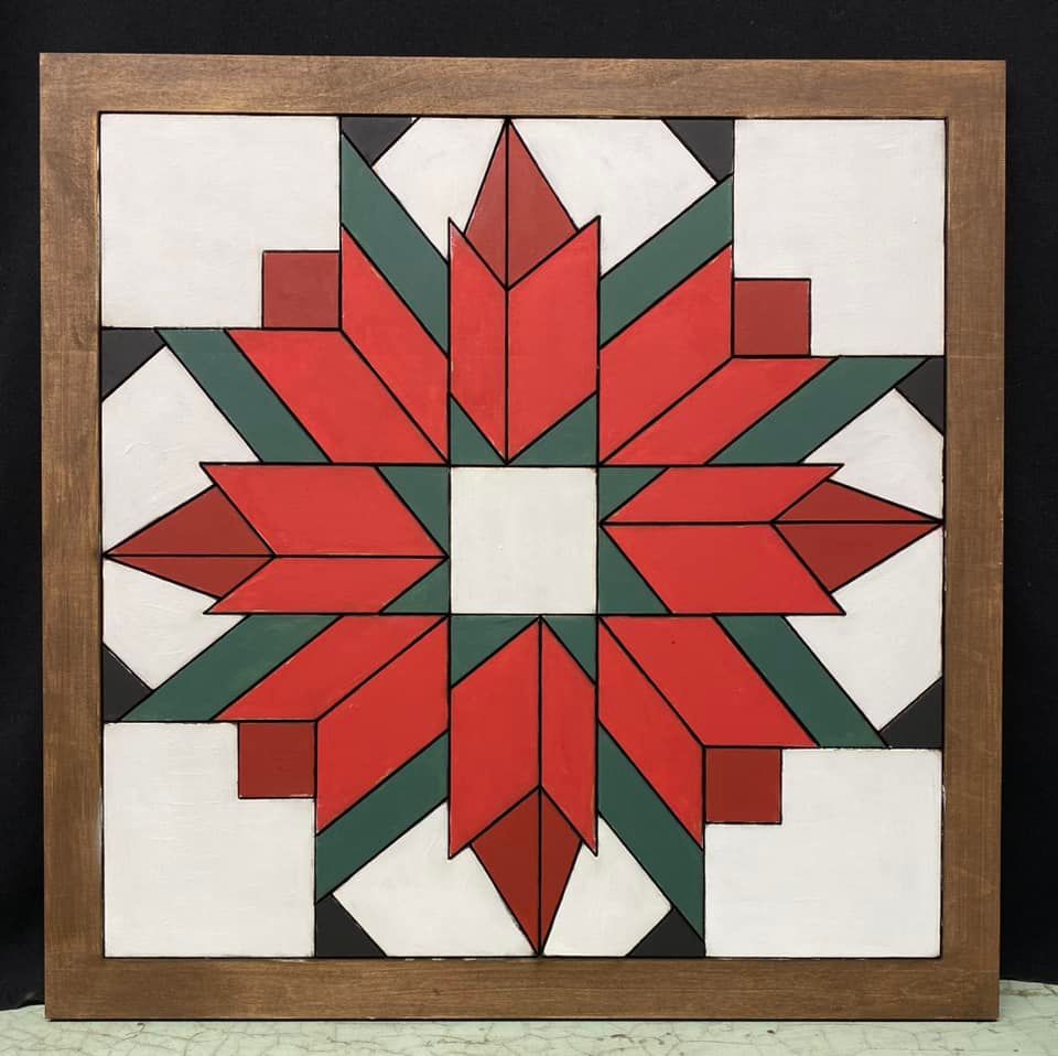 Poinsettia Barn Quilt Class with Dixie Belle Paints, Victoria's Rose