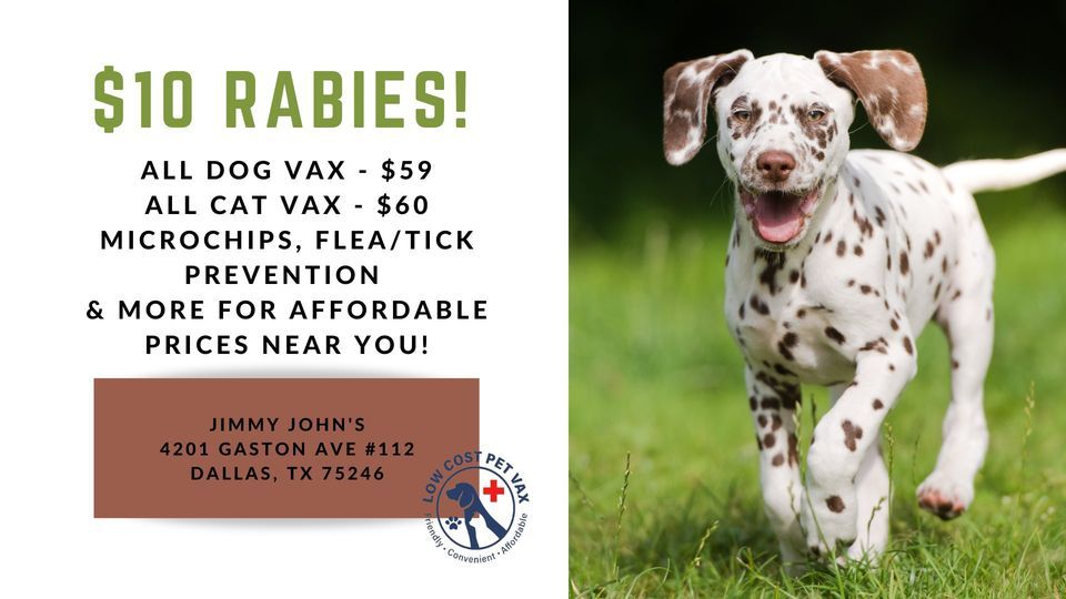 Dallas Low Cost Pet Vaccinations, Jimmy John's (4201 Gaston Ave