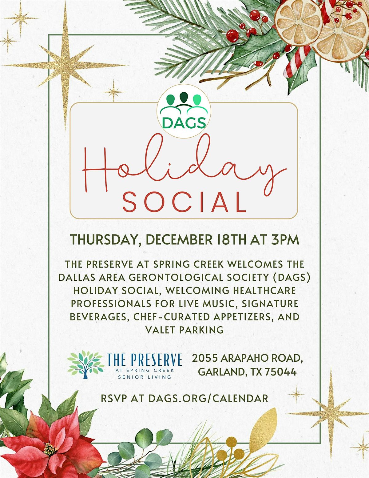 DAGS Holiday Social, 18 December | Event in Garland | AllEvents