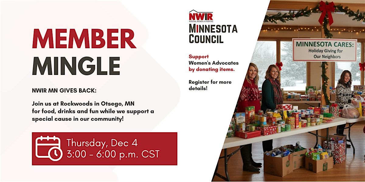 NWIR MN Chapter Gives Back! (Member Mingle), 4 December | Event in Otsego | AllEvents