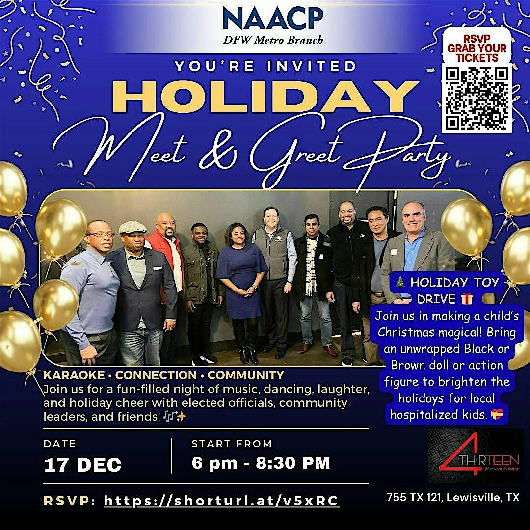 DFW Metro NAACP Holiday Karaoke Party, Toy Drive, with Elected Officials, 17 December | Event in Lewisville