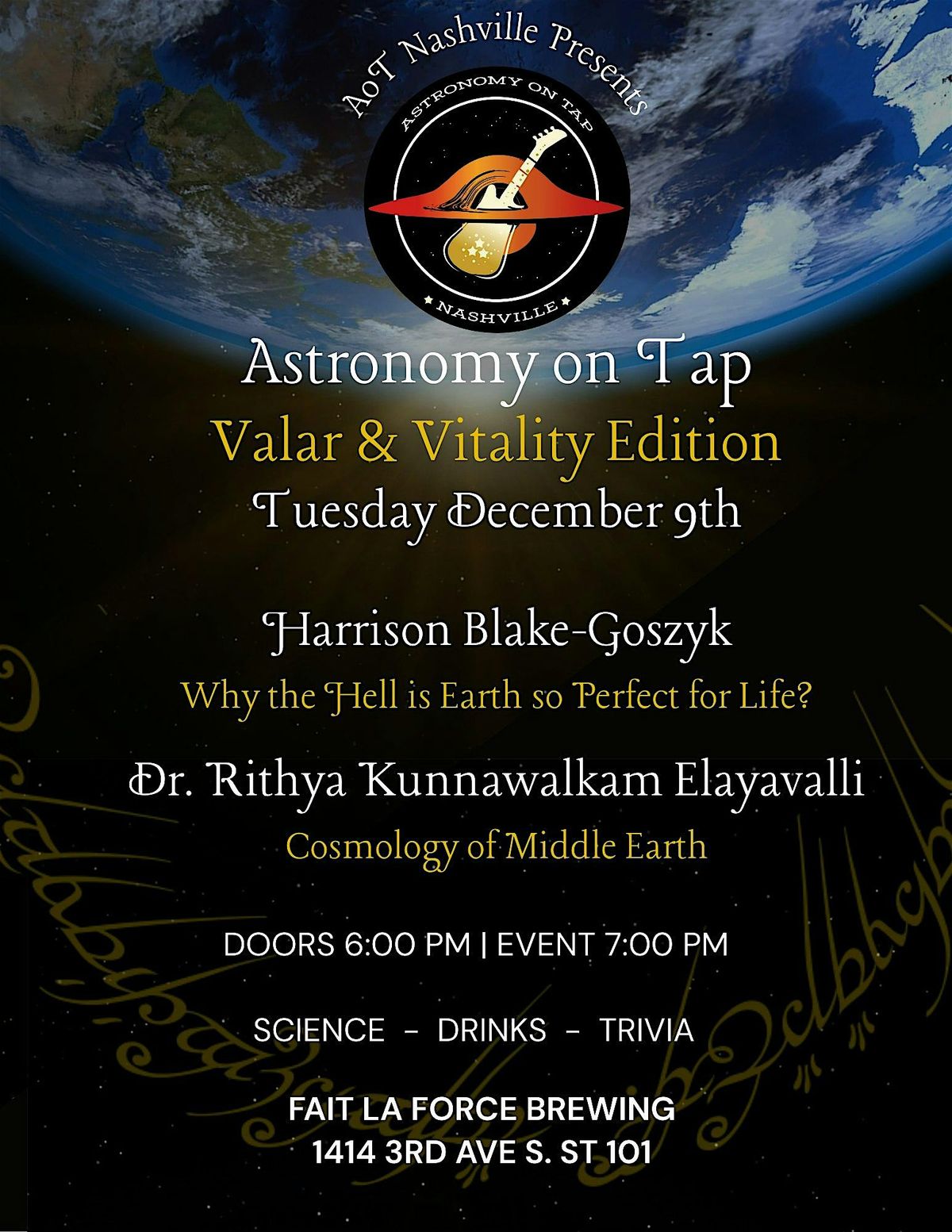 Astronomy on Tap - Valar and Vitality Edition, 9 December | Event in Nashville | AllEvents