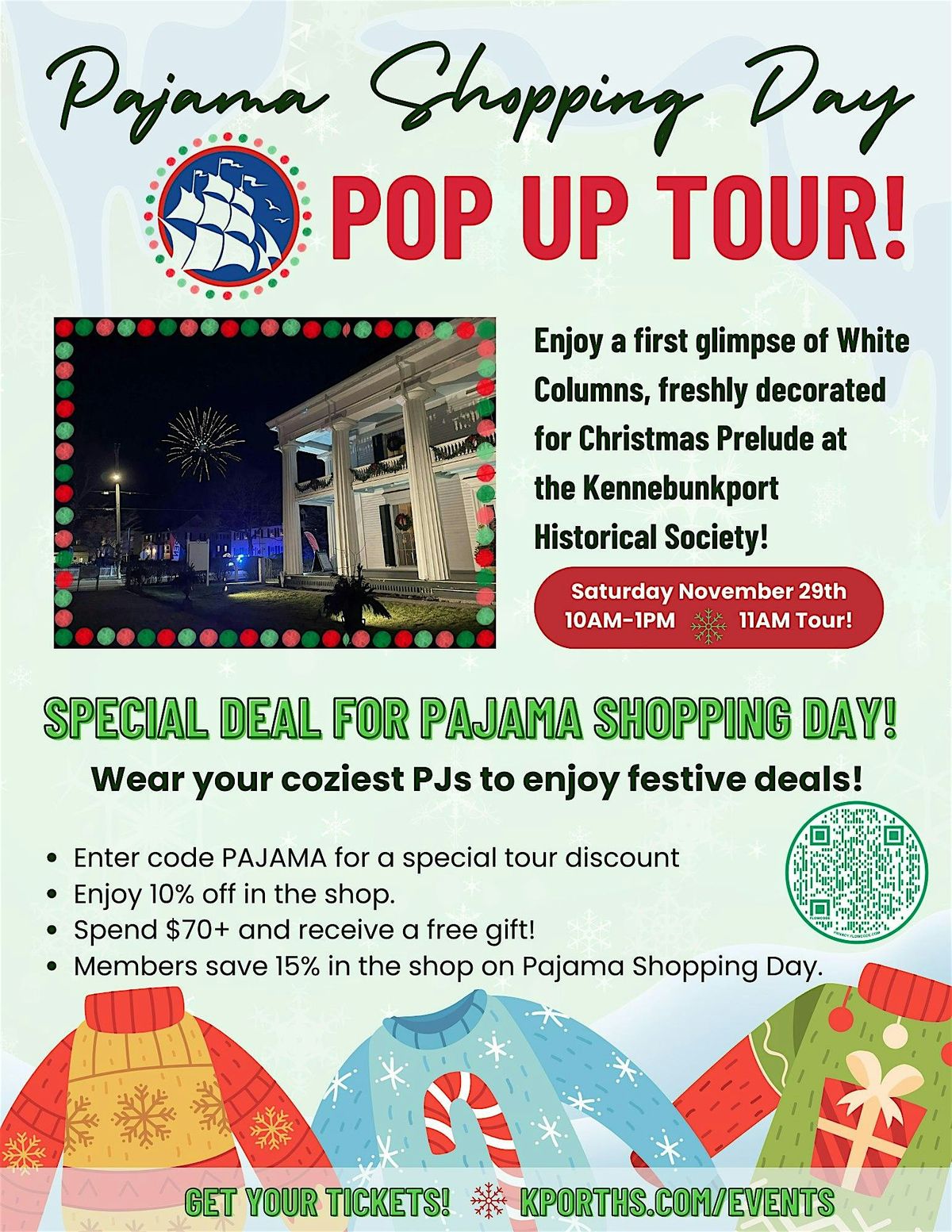Pajama Day Tour at White Columns, 29 November | Event in Kennebunkport | AllEvents