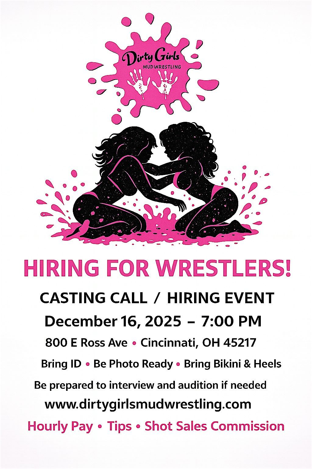 Hiring for Dirty Girls Mud Wrestling, 16 December | Event in Cincinnati | AllEvents