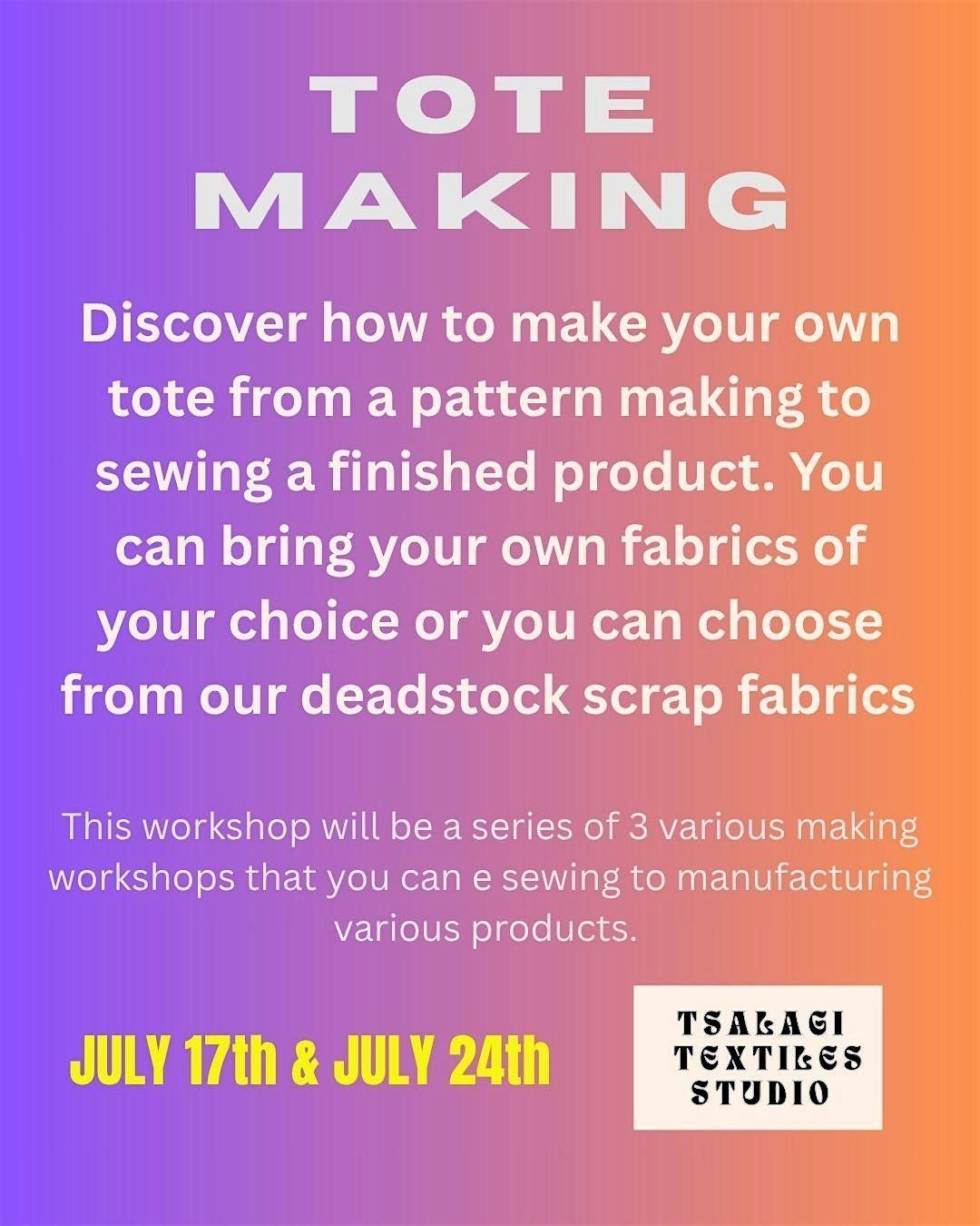 TOTE MAKING @ TSALAGI TEXTILES STUDIO, 20 November | Event in Baltimore | AllEvents
