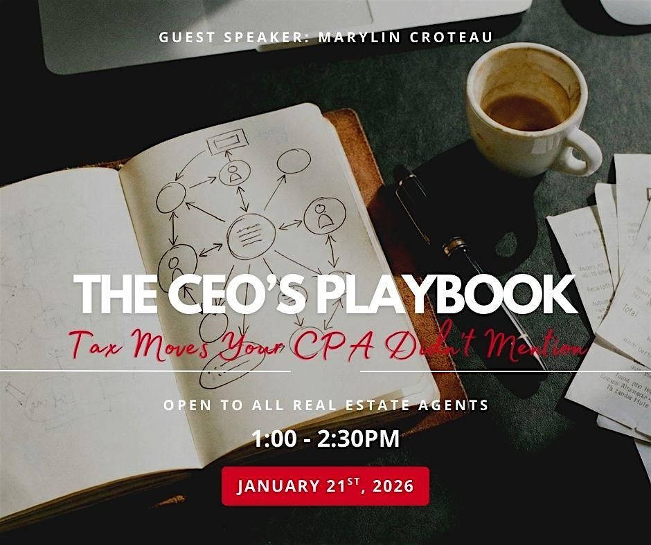 The CEO's Playbook: Advanced Tax Strategies for Real Estate Agents, 21 January | Event in Kingston | AllEvents