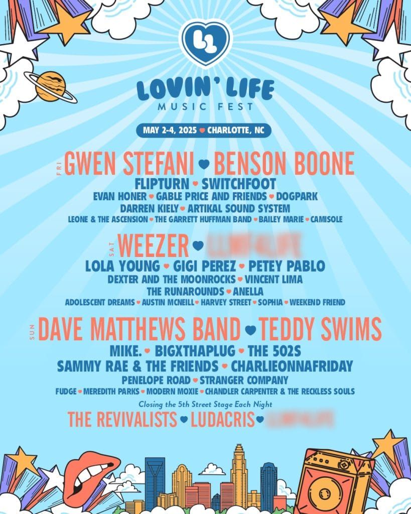 Lovin' Life Music Fest: Dave Matthews Band  Teddy Swims  Mike. & Sammy Rae - Sunday | Event in Charlotte