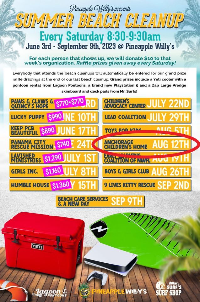 Pineapple Willys Beach Clean Up for Anchorage Childrens Home, Pineapple