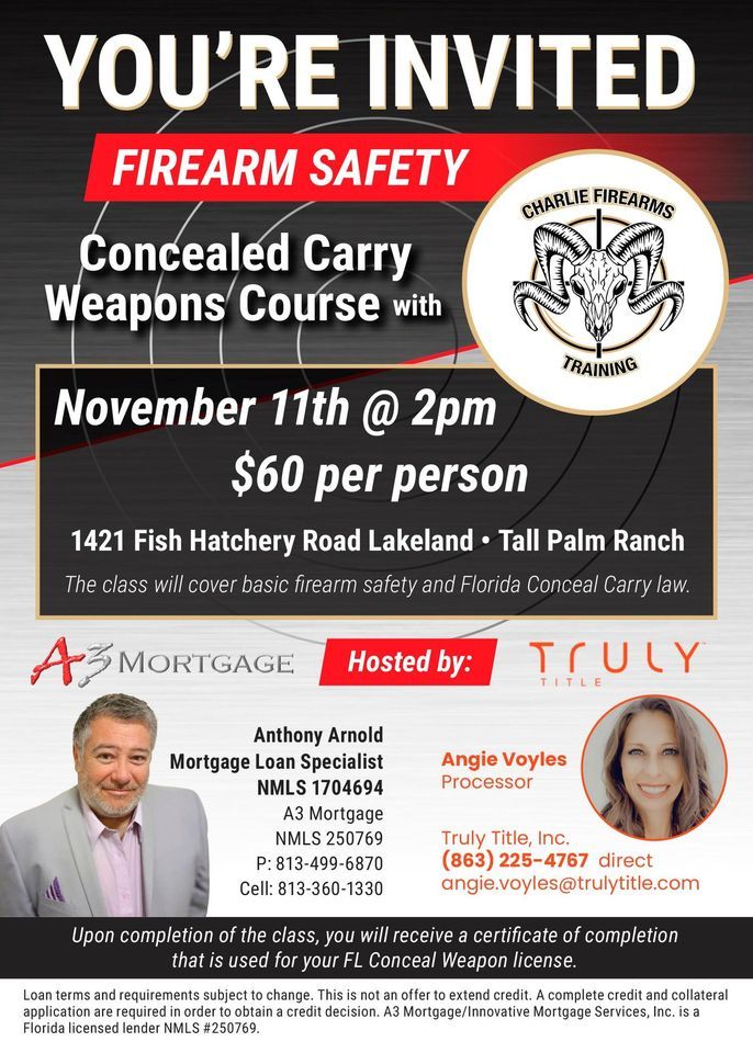 A3 & Truly Title Firearm Safety Class, 1421 Fish Hatchery Rd