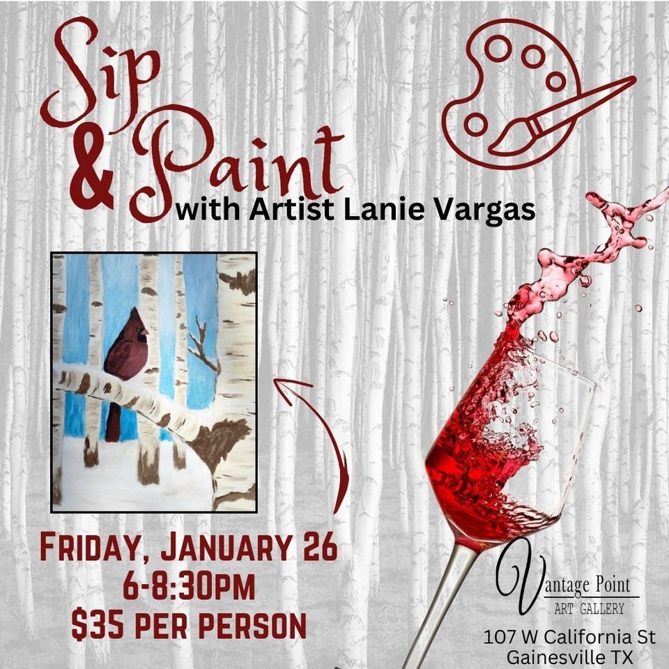 Sip and Paint Winter Cardinal, Vantage Point Art Gallery, Gainesville